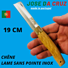 Couteau de poche pliant artisanal JOSE DA CRUZ chêne 19cm LAME SANS POINTE INOX