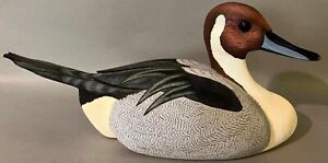 ORIGINAL Pintail Drake Signed Donald Ch--lck ? Hand Carved Wood Decoy DJC 1990
