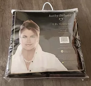 Kathy Ireland 6-teiliges grau graues Handtuch Handwaschset VERSIEGELT NEU 100 % Baumwolle - Bild 1 von 4