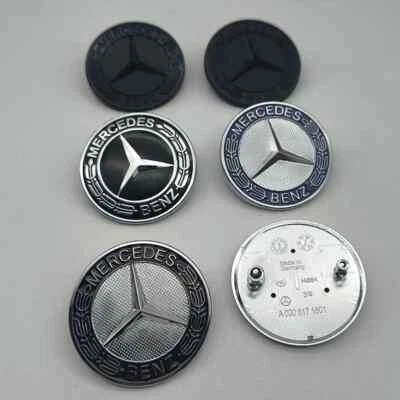 3D ABS 2pins 57mm Car Front Hood Emblem Star Bonnet Badge For Mercedes Benz - Image 1 of 4