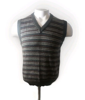 Hunters Ridge M Men's Fair Isle Pattern Grandpa Sweater Vest Gray Wool Pullover  - Image 1 of 4