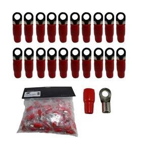 XS Power 20pk,  Red 4 AWG 10.5MM Ring Terminals Nickle Plated XS-RT4L-RD - Picture 1 of 4