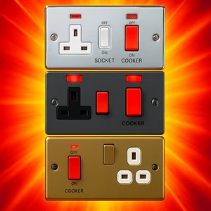 Cooker Switch Socket Black Nickel Chrome Stainless Steel 45A Control Unit - Picture 1 of 21