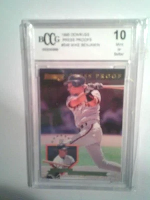 Mike Benjamin 1995 Donruss Press Proofs # 546 S.F. Giants BCCG Mint+ 10 - Image 1 of 3