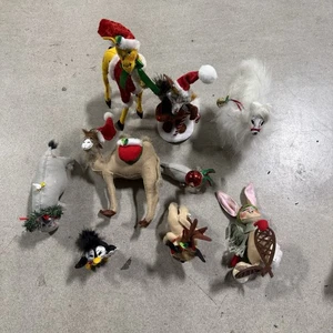 Lote 9 Muñecas Navidad Annalee Animales Posables Mixtos Jirafa *leer* - Imagen 1 de 15