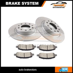 For 2013-2016 Dodge Dart Rear Drill 2 Brake Rotors w/ 4 Ceramic Pads - Picture 1 of 8