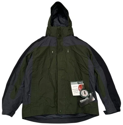 LL Bean Jacket 3 In 1 Mens M Green Insulated Removable Liner Waterproof Ski - Image 1 of 4