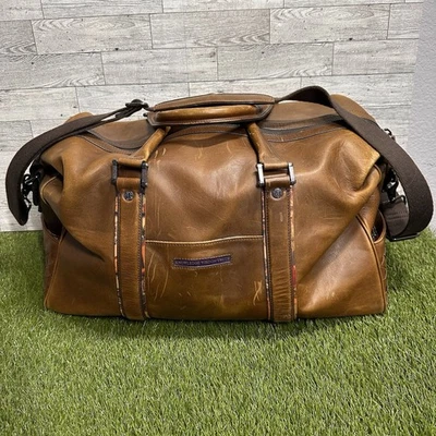 Bolso de fin de semana Robert Graham de cuero marrón Knowledge Wisdom **RARO** Foto 1 de 4