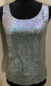 August Silk Women’s Sequined Green Tank Top Size 18 - Picture 1 of 11