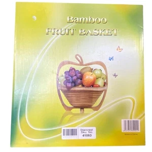 Obstkorb aus Holz Bambus Apfelform Neu ohne Etikett faltbar faltbar Korb - Bild 1 von 7