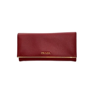 Usato PRADA◆Portafoglio lungo/Pelle/ROSSO/Donna/Saffiano - Immagine 1 di 4