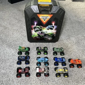 Monster Jam Pit Party & Go Carrying Rolling Case *w/ 10 POPULAR MONSTER TRUCKS* - Picture 1 of 23