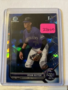 RYAN RITTER - 2022 Bowman Draft Chrome 1st BLUE SAPPHIRE ICE Refractor - Rockies - Bild 1 von 3
