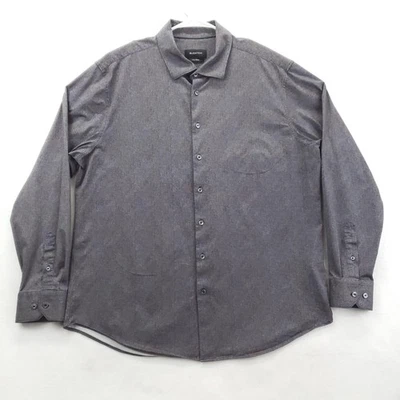 Bugatchi Shirt Mens 2XL Black Gray 8 Way Stretch Long Sleeve Button Up - Image 1 of 4