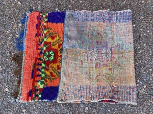 Alfombra de algodón geométrica vintage naranja azul bereber hecha a mano marroquí de 3x6 pies - Imagen 1 de 13