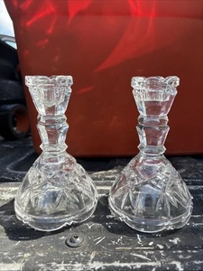 Crystal clear industry leaded candlestick holders vintage - Picture 1 of 5