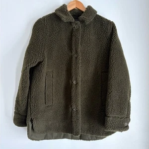 COS Teddy Fleece Overshirt Jacke Wollmischung in Khaki Grün Größe 6 - Bild 1 von 12