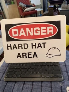 DANGER HARD HAT AREA SIGN 14X10 BRIGHT COLORS SAFE BUSINESS SITE - Picture 1 of 2