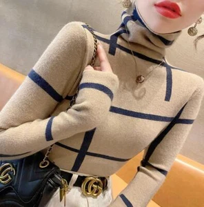 Mujer Elegante Slim-fit Cuello Alto Suéter Base - Imagen 1 de 16