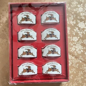 8 Vintage Susan Winget Christmas Napkin Rings Santa's Reindeer - Picture 1 of 6