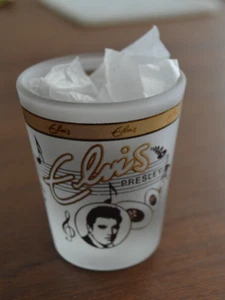 Vidrio esmerilado transparente de Elvis Presley con letras doradas notas musicales vintage - Imagen 1 de 3