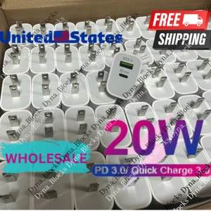 20W PD USB-C Power QC 3.0 Adapter Fast Wall Charger For iPhone SAMSUNG WHOLESALE - Picture 1 of 19
