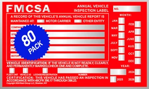 Annual Vehicle Inspection Label Sticker Aluminum FMCSA DOT 6" x 3.5". 80-PACK. - Picture 1 of 7