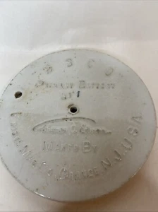 Antigua tapa de tarro de batería primaria EDISON BSCO-naranja esmaltado liso NJ - Imagen 1 de 7