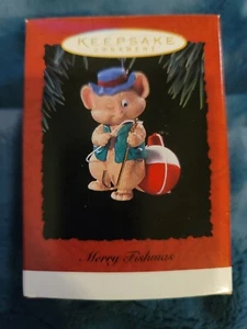 Merry Fishmas Fishing Mouse Hallmark Keepsake Ornament New In Original Box - Picture 1 of 2