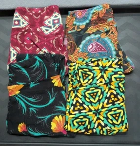 LuLaRoe 4 Pair Multicolored One Size Leggings Excellent Condition Fit Sz 2-10 - Picture 1 of 2