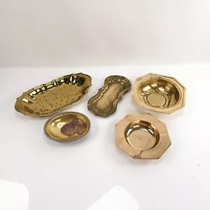 Lote de 5 bandejas de cuencos de latón MCM vintage soporte para joyas decoración - Imagen 1 de 19