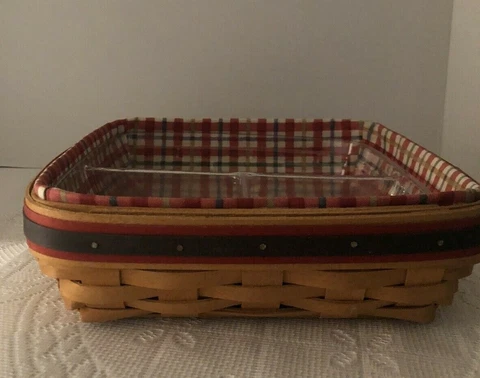 Longaberger 1998 Picnic Pal Basket Set - Cherry Red Plaid Cover
