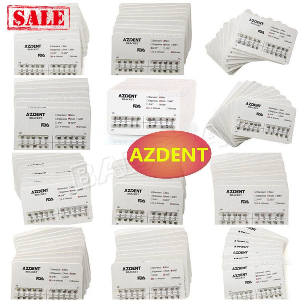AZDENT Dental Orthodontic Brackets Brace Mini Standard Edgewise Roth MBT 018 022 - Image 1 of 4