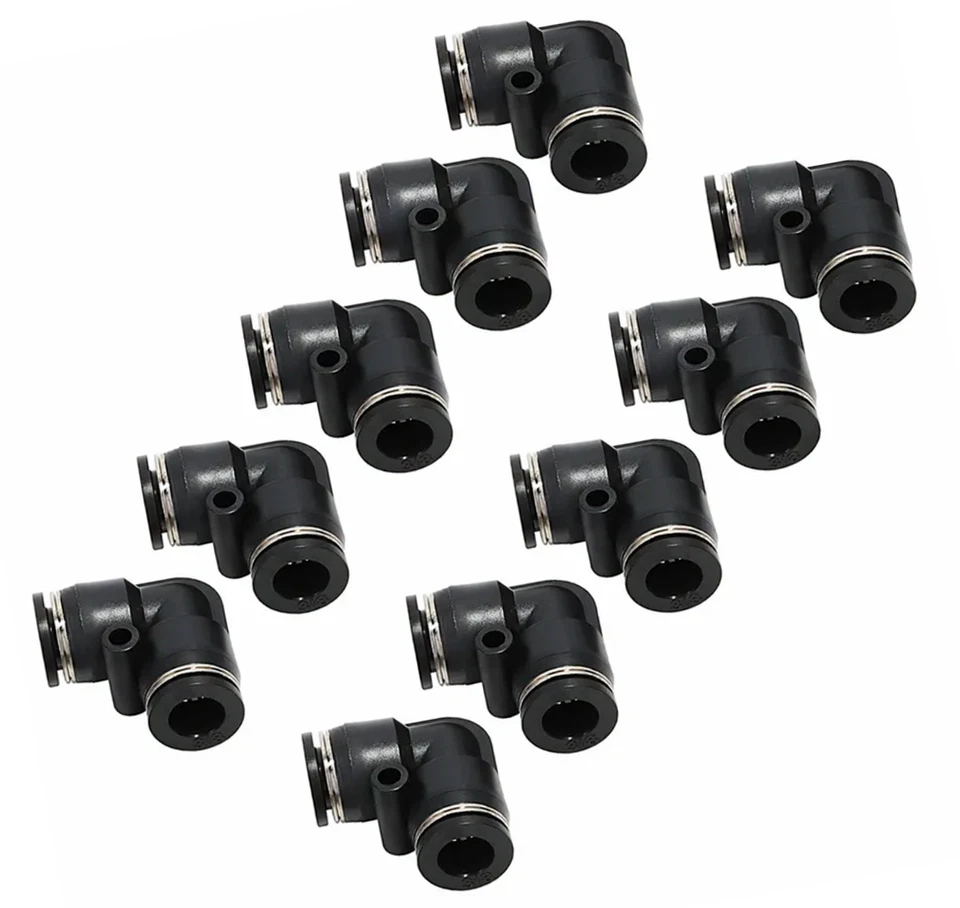 Push To Connect Air Fittings Tube 3/8" OD Air Line Elbow Union Pack of 10 - Image 1 of 4