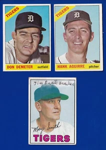 3 TIGERS LOT 1966 TOPPS #113 98 HANK AGUIRE DON DEMETER 1967 #321 MAYO SMITH - Picture 1 of 2