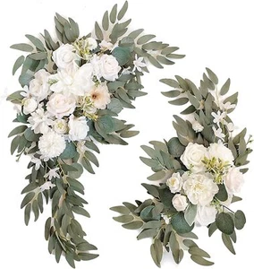 Wedding Arch Faux Flowers Set of 2 Greenery Garland for Wedding Backdrop Decor - Picture 1 of 8