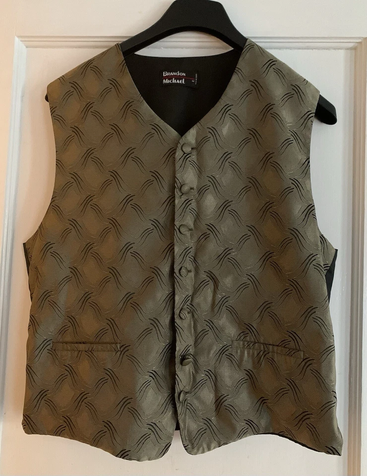 Vintage Michael Brandon Vest Men Med Steampunk Olive/brown USA - Image 1 of 4