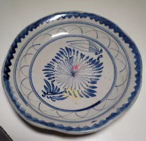 6" Antique Blue & White Handpainted Chinese Low Bowl QING DYNASTY-1636-1911 - Picture 1 of 10