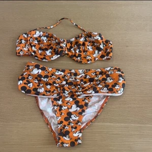 Women's True Vintage 1960's Disney Mickey Mouse Bikini Swimsuit Orange Underwire - Picture 1 of 11