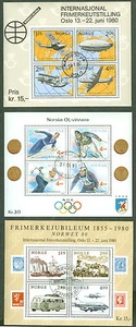 NORWAY #753, 765, 997, Tres hojas de recuerdos diferentes usadas Scott $23.50 - Imagen 1 de 1