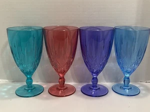4 PC Marquis By Waterford Multicolor Sparkle Crystal Iced Tea Glasses Goblets - Picture 1 of 11