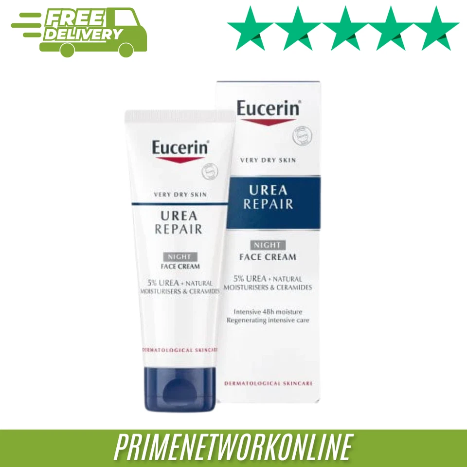 Eucerin Urea Repair Face Cream Night 5% Urea 50ml 100% ORIGINAL ⭐⭐⭐⭐⭐
