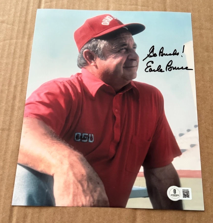 EARLE BRUCE Signed OHIO STATE BUCKEYE 8X10 PHOTO BECKETT COA CERTIFIED #4 - Image 1 of 1