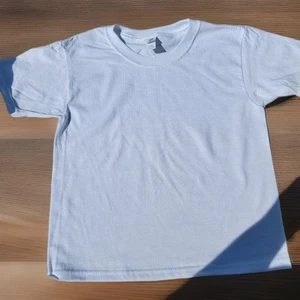 Neu Jerzees Dri Power weißes kurzärmliges T-Shirt mit kleinem Rundhalsausschnitt Rarität - Bild 1 von 10