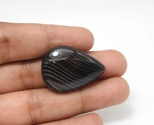 35.00 Cts Designer Banded Agate Pear Shape Cabochon Jewelry Making 22x30x7 mm - Picture 1 of 8