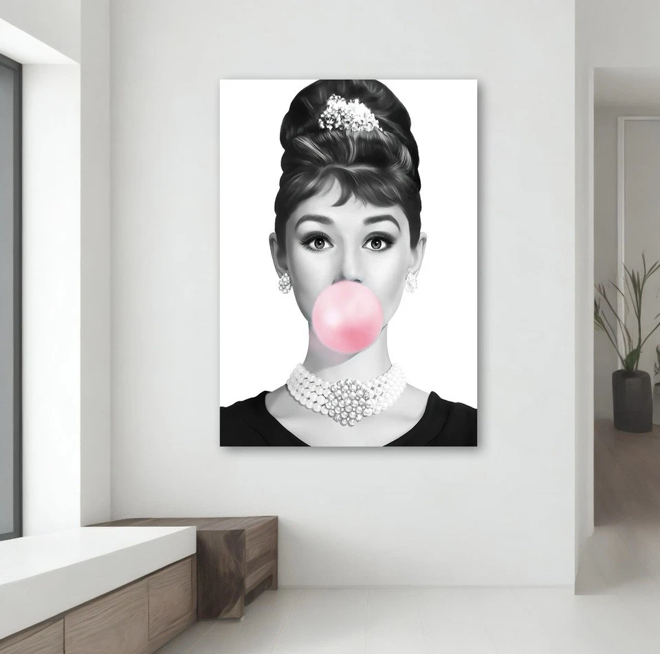 Поп-арт холст настенное искусство граффити Одри Хепберн жевательная резинка уличное искусство настенный декор - Изображение 1 из 4