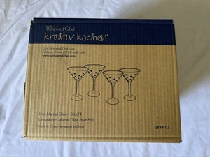 Pampered Chef Kreativ Kochen - Dots Martini Glasses Set of 4 Multi Colored NIB - Picture 1 of 4