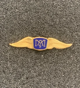 Vintage Gold Tone MAS Pilot Wings Flight Aviation Crest Lapel Pin - SP11 - Picture 1 of 4