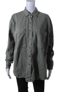 One X One Teaspoon Womens Long Sleeves Button Down Shirt Green Cotton Size Small - Picture 1 of 5