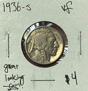 Buffalo Nickel 1936-S en muy buen estado - Imagen 1 de 2